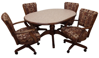 Classic Caster Chairs with Round Wood Table Dinette
