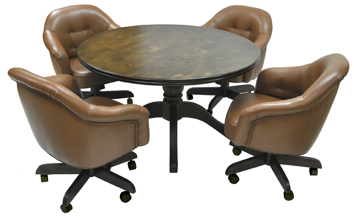Captain Swivel Tilt Arm Chairs with Solid Wood Table Dinette
