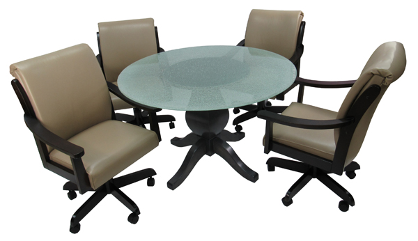 Casa Plus Caster Chairs Crackle Glass Table Dinette