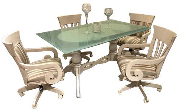 Leaf/Wave Caster Chairs 36x60 Crackle Table Dinette