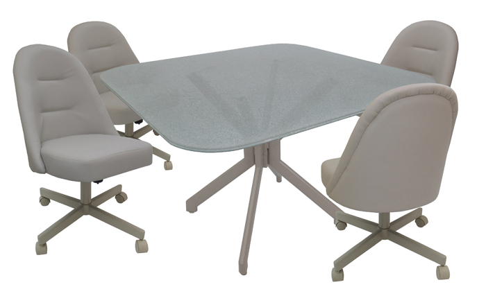 M-235 Caster Chairs Crackle Glass Table Dinette - 2