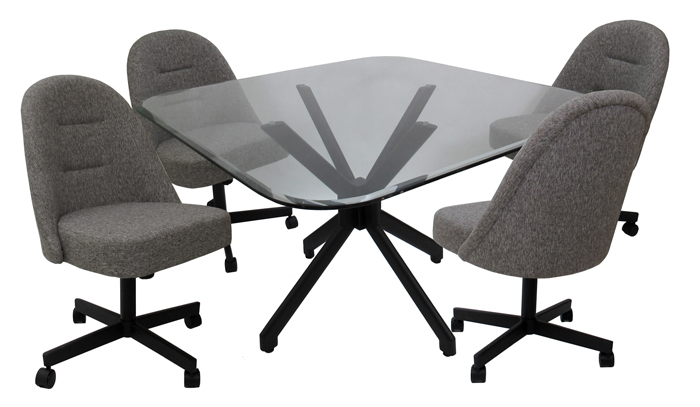 M-235 Caster Chairs Glass Table Dinette