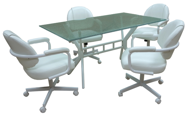 M-70 Casters 36x60 Crackle Glass Table Dinette