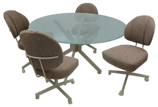 M-75 Caster Chair Crackle or Clear Glass Table Dinette - 3