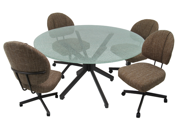 M-75 Caster Chair Crackle or Clear Glass Table Dinette