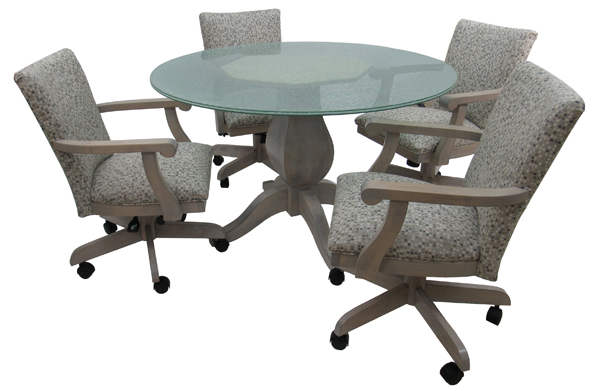 Mango Plus Caster Chairs Round Crackle Glass Dinette