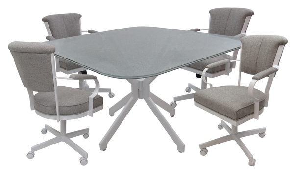 Miami Caster Chairs Crackle Glass Table Dinette