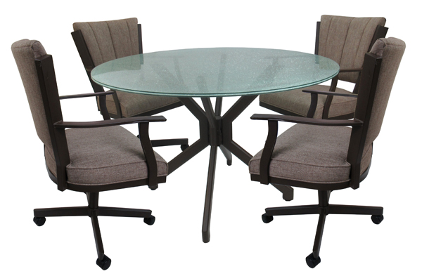 Montana Caster Chairs Round Crackle Glass Table Dinette
