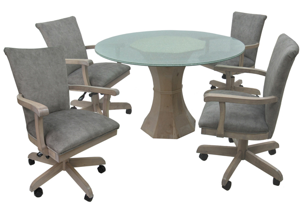 700 Caster Chairs Round Crackle Glass Table Dinette